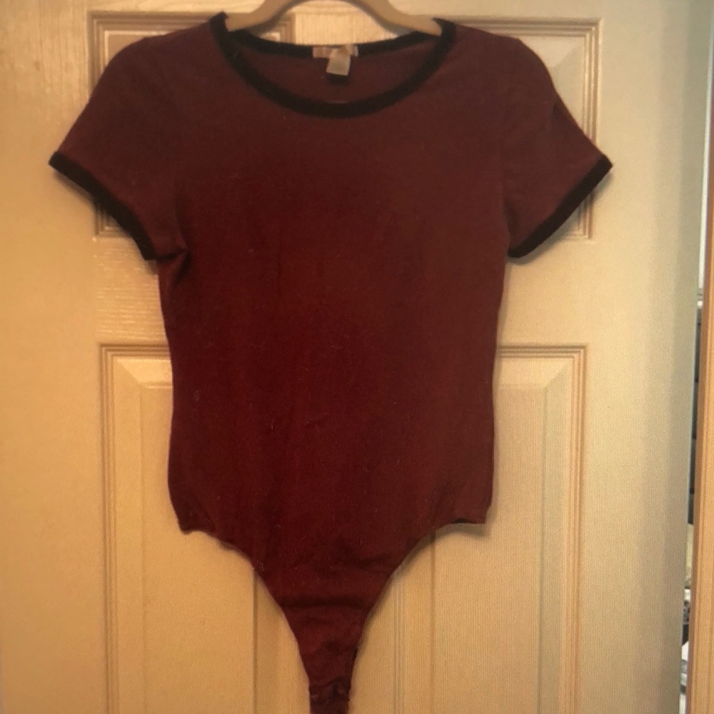 Women's Burgundy Bodysuit Top